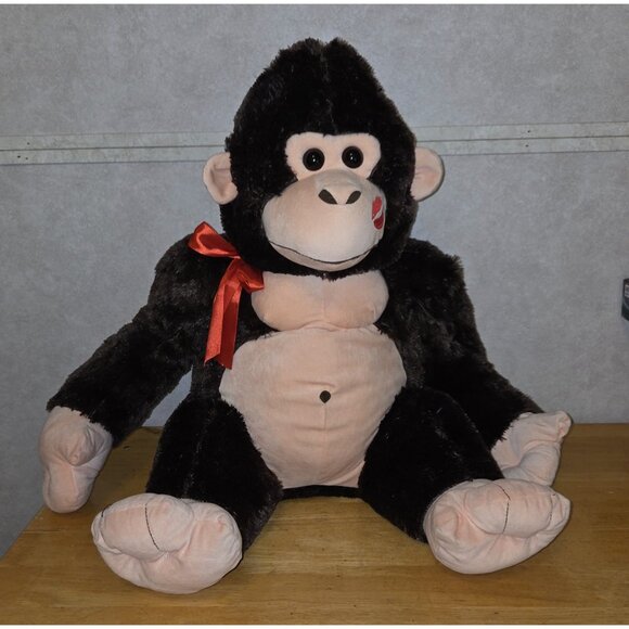 JUMBO Gorilla Plush Valentine's 23 Inch Stuffed Animal Excellent Condition - Picture 1 of 9